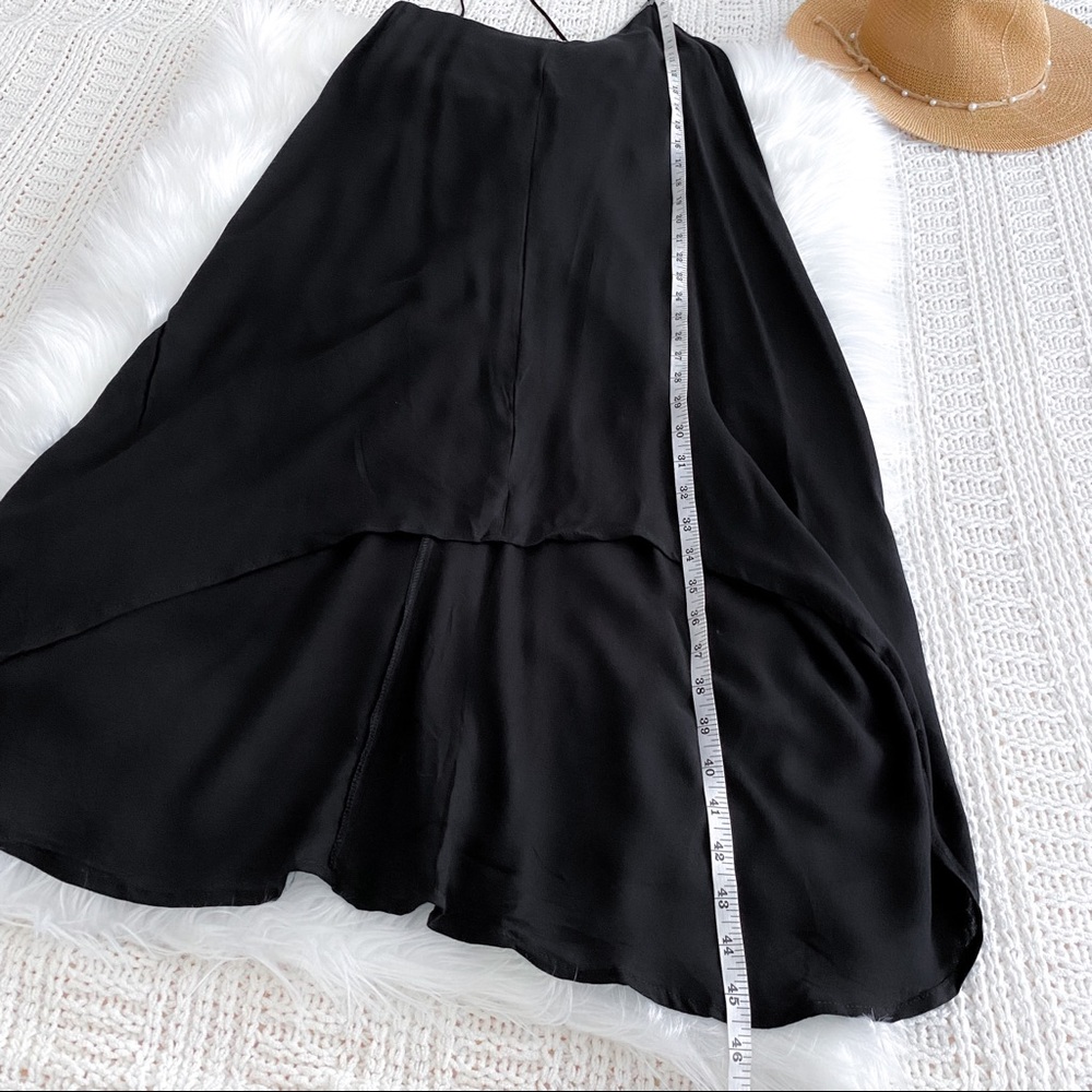 Black Slip Midi Dress with Spaghetti Straps - Picture 15 of 16